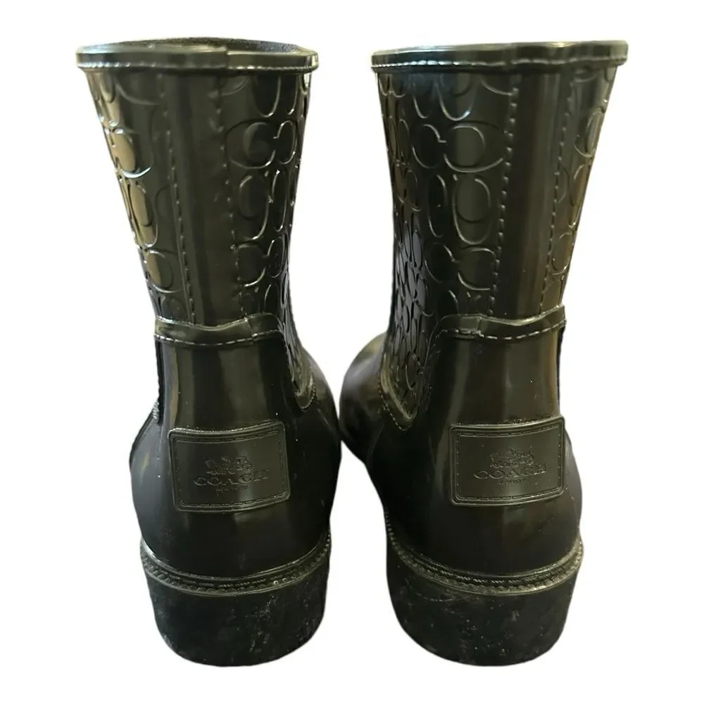 Coach | Signature Rain Rubber Low Top Boots in Black | 6